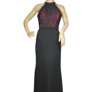 Christina Wu High Neck Lace Maxi Dress with Lace Train